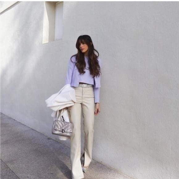 Nwt ZARA FAUX LEATHER SLIM FLARE TROUSERS WITH SLITS SIZE US 4 - Picture 12 of 12